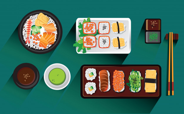 626x390 Top View Japanese Food Vector Illustration Vector Premium Download