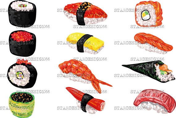 570x383 Digital Png Sushi Food Japanese Food Vector Etsy