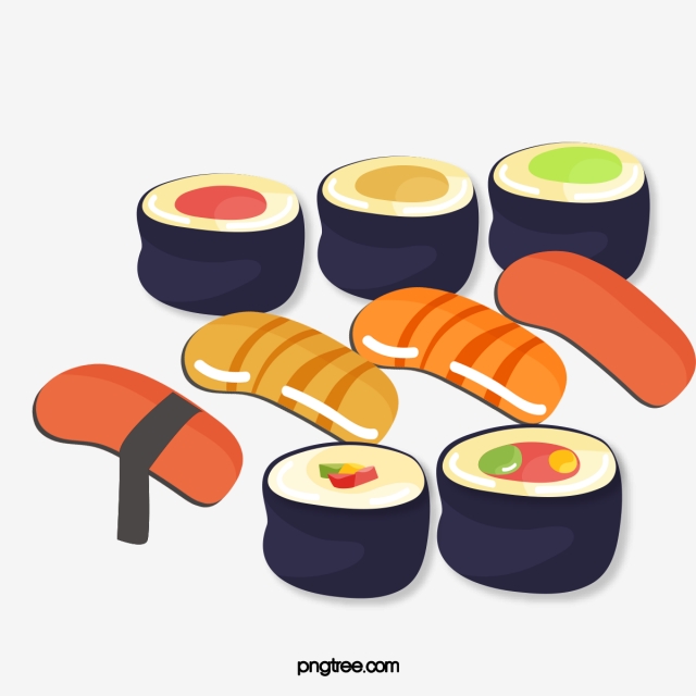 640x640 Japanese Food Sushi Cartoon Vector Material, Food Vector, Cartoon