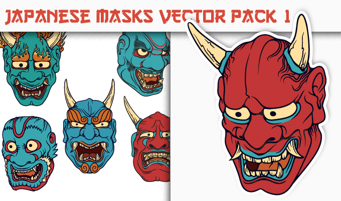 680x400 Japanese Masks Vector Pack