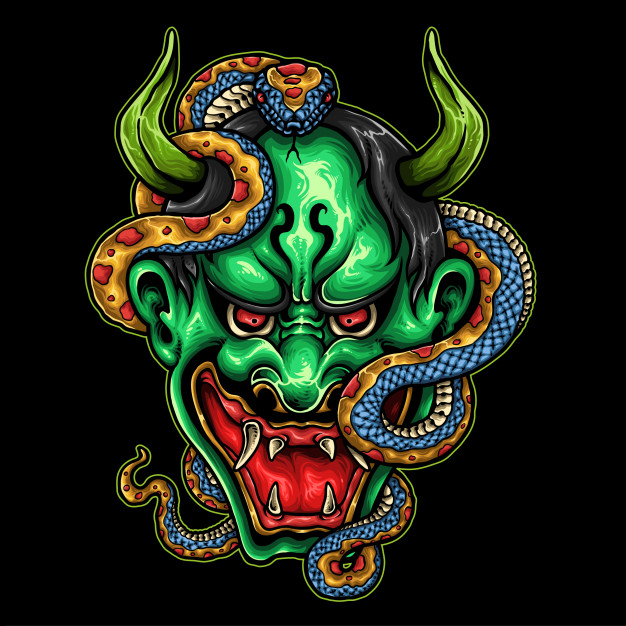 626x626 Japanese Demon Mask Vector Premium Download