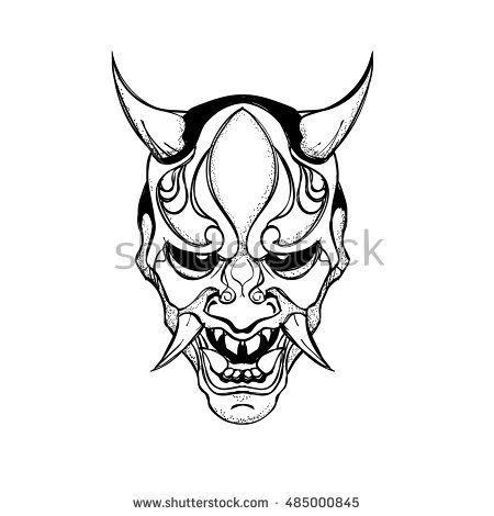 450x470 Flat,vector Japanese Demon Mask Tatuaggidisegni Tattoos