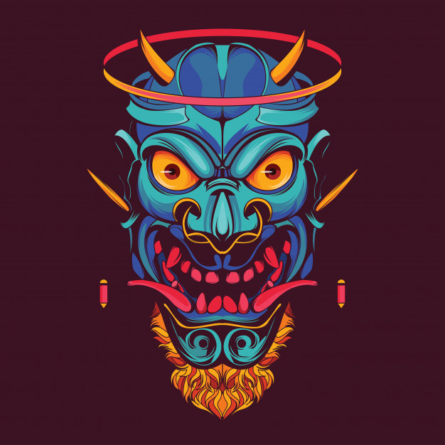 626x626 Japanese Mask Illustration Vector Premium Download