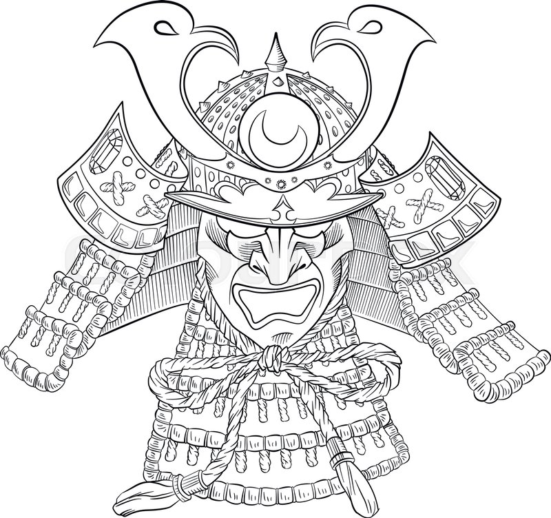800x752 Samurai Japan Mask Japanese Print Stock Vector Colourbox