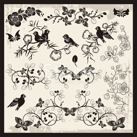 440x440 Japanese Traditional Ornaments Vector Set Stock Vector