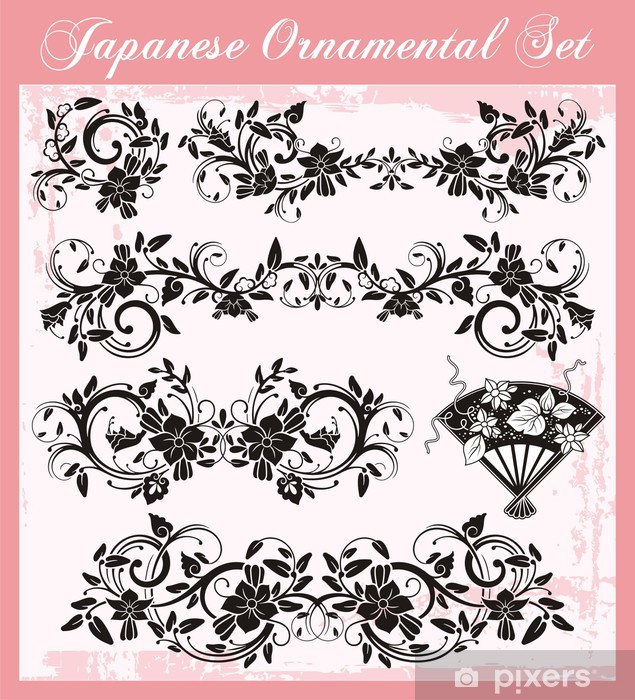 635x700 Japanese Traditional Ornaments Vector Set Wall Mural Pixers