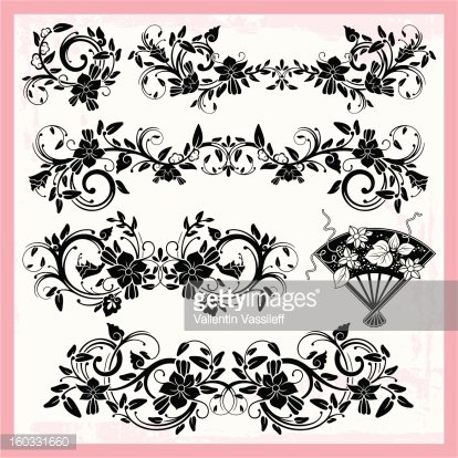 414x414 Japanese Traditional Ornaments Vector Set Premium Clipart