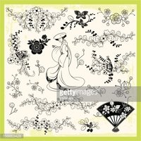 200x200 Japanese Traditional Ornaments Vector Set Stock Vectors