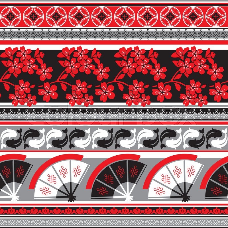 800x800 Vector Seamless Pattern With Japanese Stock Vector Colourbox