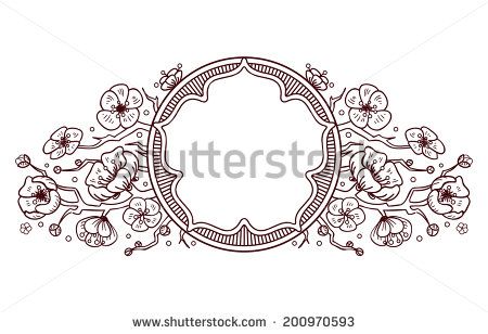 450x308 Vector Traditional Oriental Vignette With Cherry Blossom Flowers