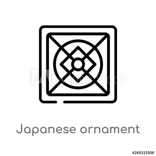 500x500 Outline Japanese Ornament Vector Icon Isolated Black Simple Line