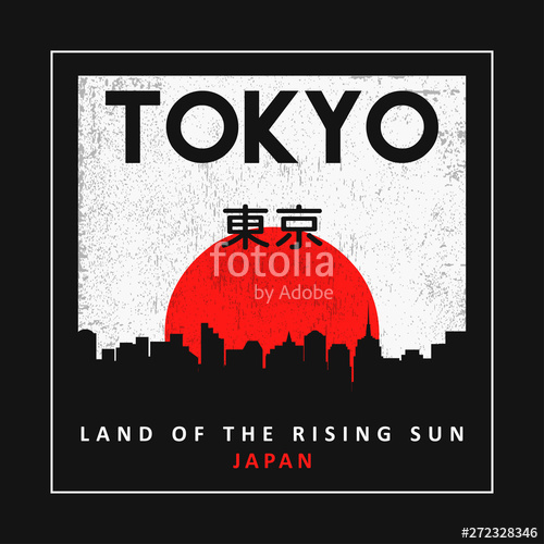 500x500 Tokyo, Japan Typography Graphics For Slogan T Shirt With Sun