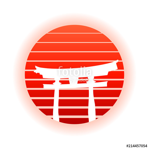 Japanese Torii Gate And Red Rising Sun Vector 500x500 Japanese Torii Gate And Red Rising Sun Vector