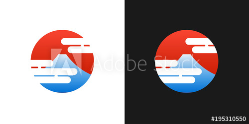 Japanese Red Logo With Fuji Mountain And Japan Sun 500x250 Japanese Red Logo With Fuji Mountain And Japan Sun