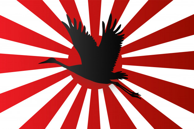 Silhouette Of Japanese Crane Flying Onjapanese Navy Flag Red 626x417 Silhouette Of Japanese Crane Flying Onjapanese Navy Flag Red