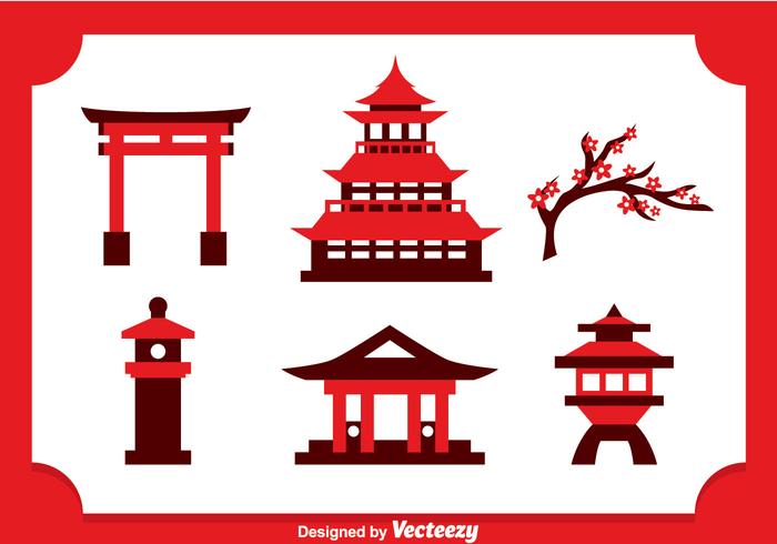 Japanese Castle Icons Vector 700x490 Japanese Castle Icons Vector