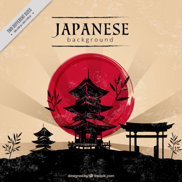 Japanese Background Of Landscape With A Temple Vector Free Download 626x626 Japanese Background Of Landscape With A Temple Vector Free Download