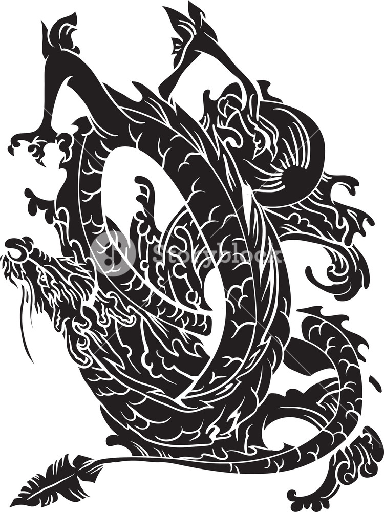 Japanese Vector Dragon Royalty Free Stock Image 750x1000 Japanese Vector Dragon Royalty Free Stock Image