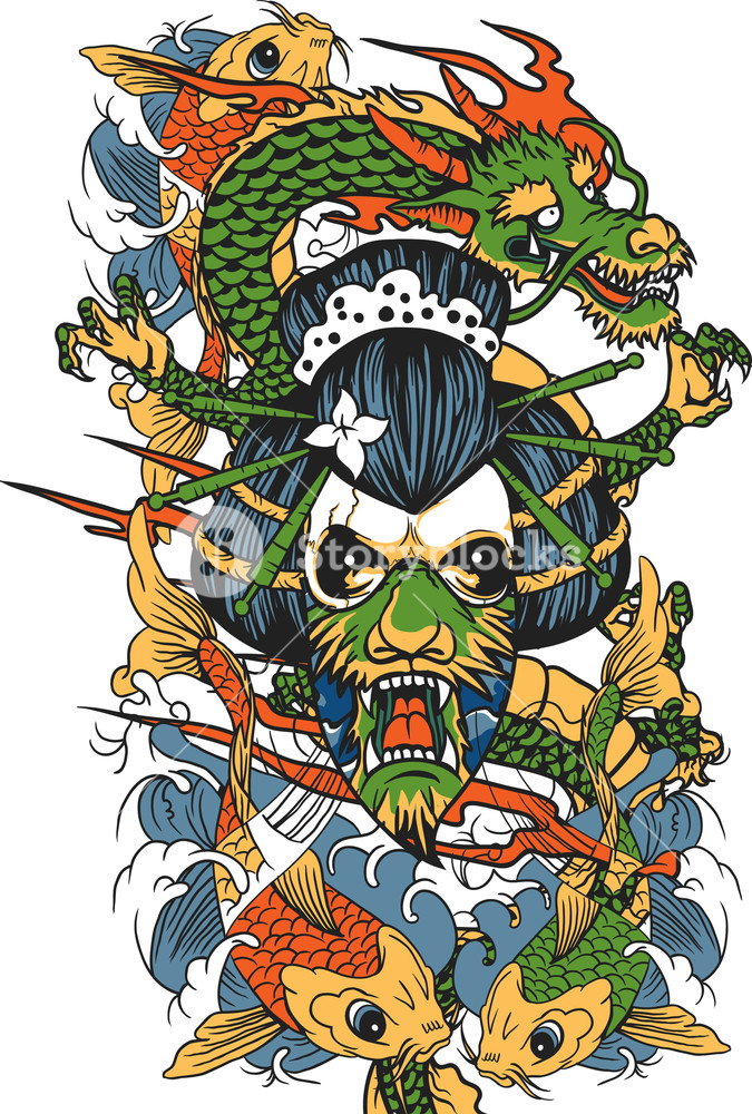 Japanese Vector T Shirt Design With Geisha Royalty Free Stock 675x1000 Japanese Vector T Shirt Design With Geisha Royalty Free Stock
