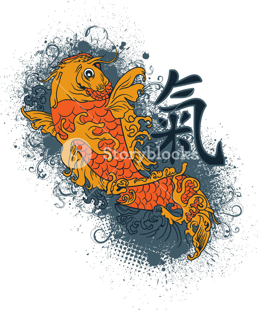 Japanese Vector T Shirt Design With Koi Fish Royalty Free Stock 837x1000 Japanese Vector T Shirt Design With Koi Fish Royalty Free Stock