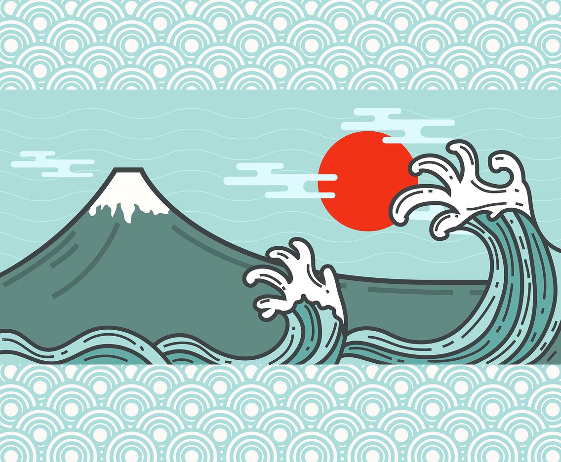 1136x936 Japanese Wave Vector Art Graphics