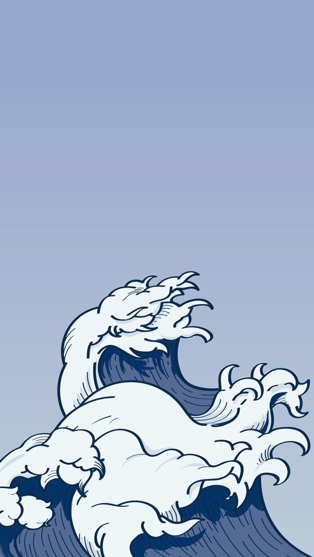 626x1112 Japanese Wave Art Vector Free Download