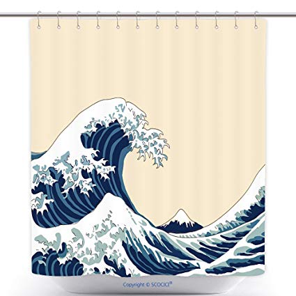 425x425 Vanfan Polyester Shower Curtains Wave Vector