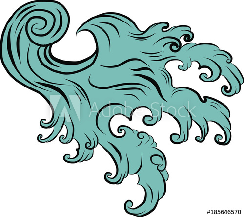 500x444 Hand Drawn Japanese Wave Vector Asian Water Splash Tattoo