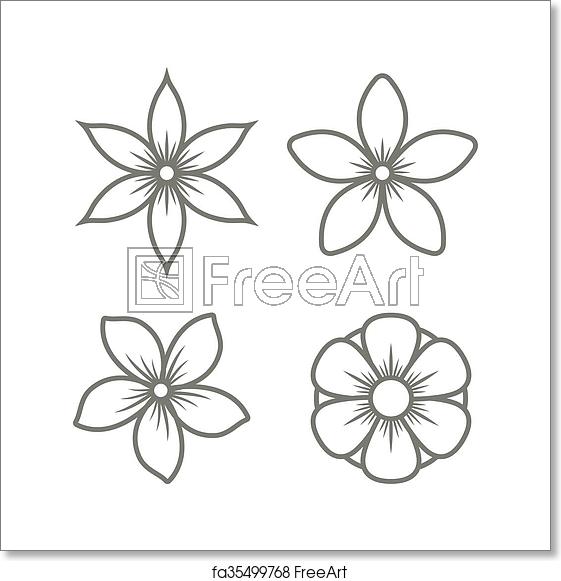 Free Art Print Of Jasmine Flower Icons Set On White Background 561x581 Free Art Print Of Jasmine Flower Icons Set On White Background