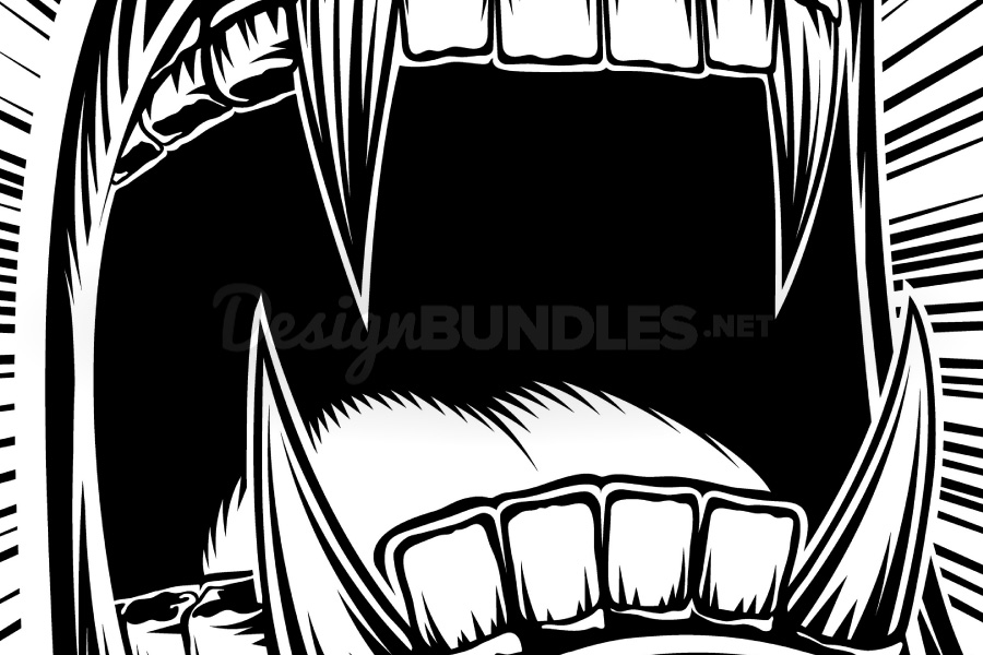 Vector Mouth Open Halloween Vampire Jaws Fang Stamp Print 900x600 Vector Mouth Open Halloween Vampire Jaws Fang Stamp Print