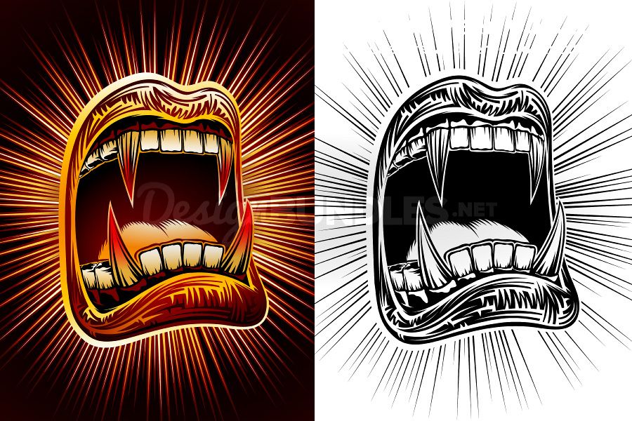 Vector Mouth Open Halloween Vampire Jaws Fang Stamp Print 900x600 Vector Mouth Open Halloween Vampire Jaws Fang Stamp Print