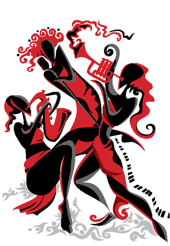 658x950 Jazz Music Abstract Art Woman Band Vector Art