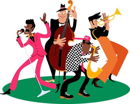 450x359 Jazz Band Performing, Vector Illustration Royalty Free