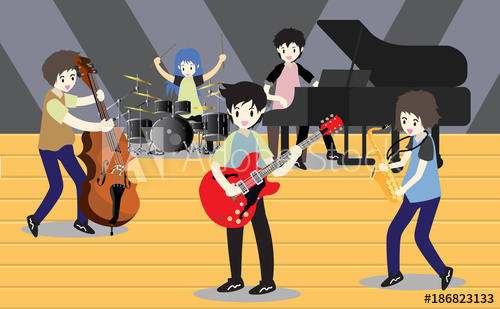 500x309 Musicians Jazz Bandplay Saxophone,bassistpiano, Jazz Band