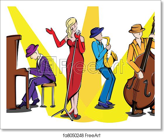 560x470 Free Art Print Of Jazz Ensemble A Vector Illustration Of A Jazz