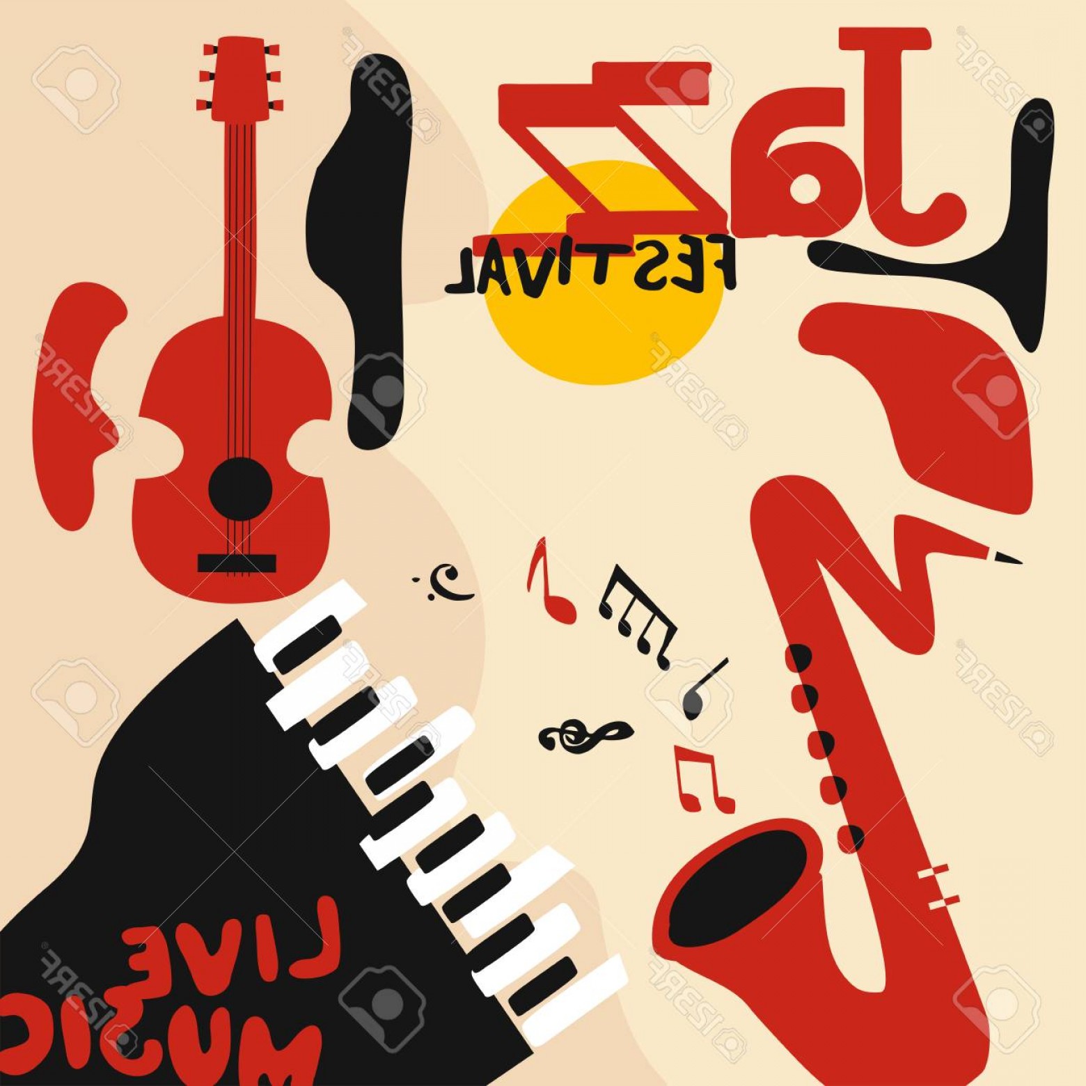 Photostock Vector Jazz Music Festival Poster With Music 1560x1560 Photostock Vector Jazz Music Festival Poster With Music