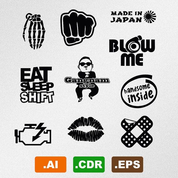 570x570 Jdm Vector Cliparts Set Of Cutting Plotter Ready