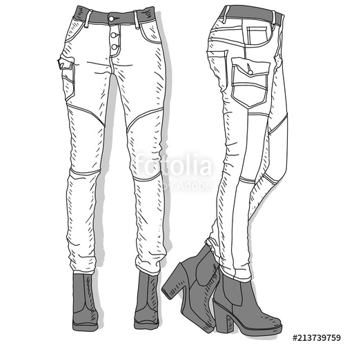 500x500 Female Jeans Vector Illustration Of Female Jeans Isolated Stock