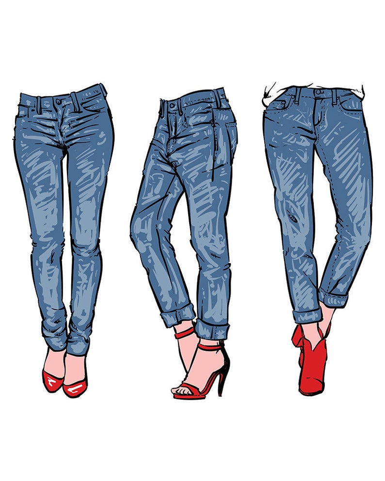 794x993 Hand Drawn Fashion Design Women's Jeans Clipart Etsy