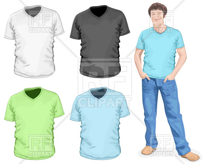 400x322 Young Man In V Neck T Shirt And Jeans Vector Image Of Beauty