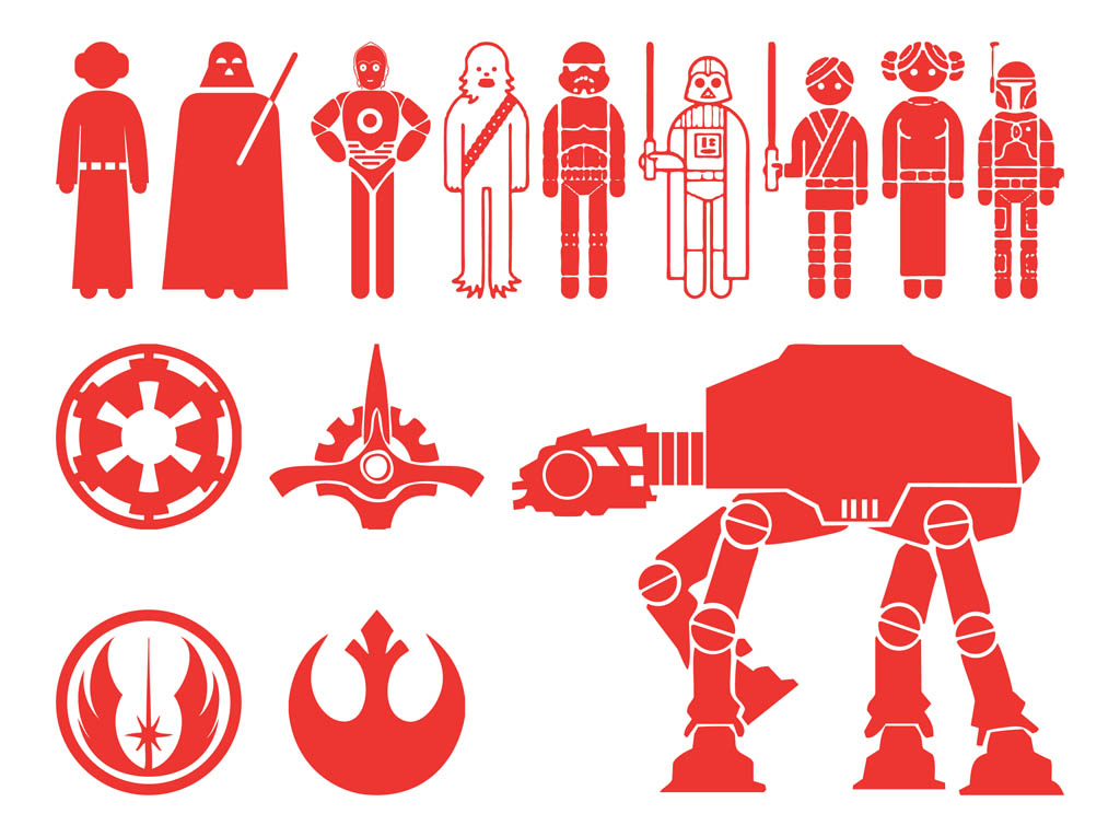 Star Wars Characters Silhouettes Vector Art Graphics 1024x765 Star Wars Characters Silhouettes Vector Art Graphics