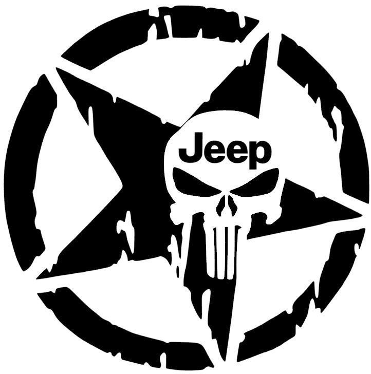 722x728 Star Jeep Punisher Skull Decal Vinyl Sticker Wrangler Rubicon