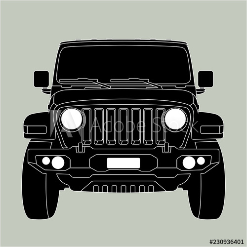 500x500 Off Road Vehicle Jeep Vector Illustration Front
