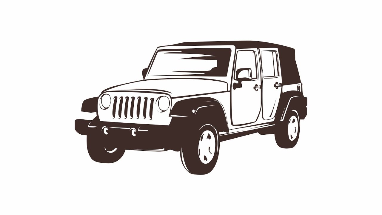 1280x720 How To Draw Simple Line Art Vector With Coreldraw Jeep