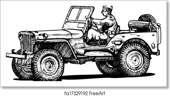 560x316 Free Art Print Of World War Two Army Jeep Vector Drawing Of Army