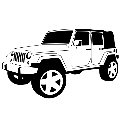 500x500 Free Vectors Black White Hand Traced Jeep Wrangler Free Vector