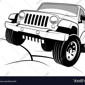 300x300 Monochrome Detailed Cartoon Off Road Jeep Vector Image Intended