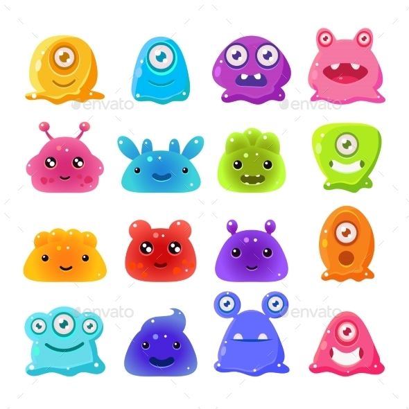 590x590 Cartoon Jelly Monsters Set