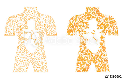 500x319 Mesh Vector Human Anatomy With Flat Mosaic Icon Isolated