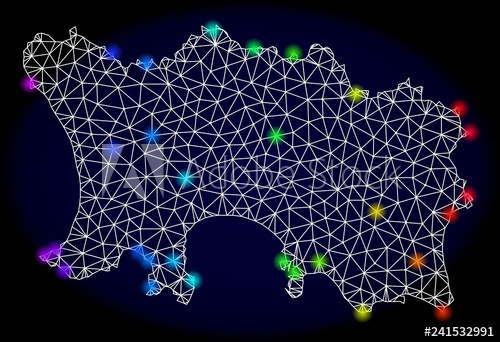 500x342 Mesh Vector Map Of Jersey Island With Glare Effect Light Spots